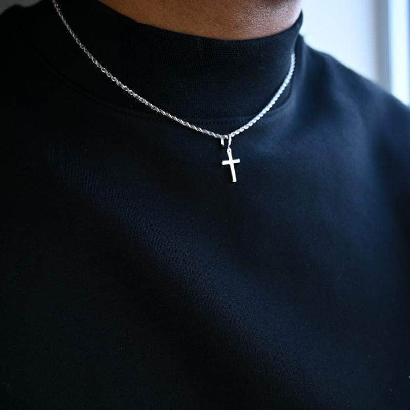 Men's Diamond Cross Necklace in Stainless Steel, 24